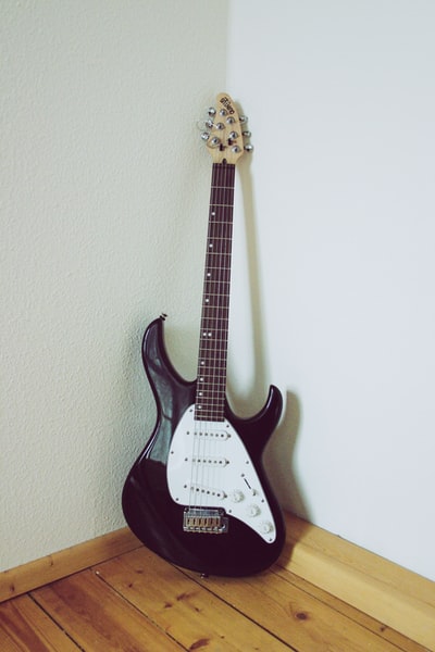 黑色和白色电吉他电吉他
